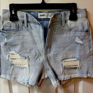 MUDD Frayed Light Blue Jean Shorts. New